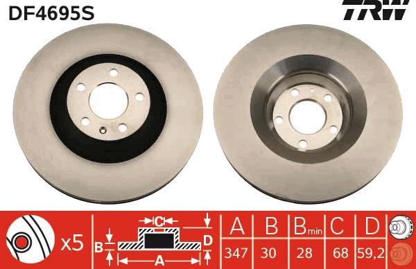 TRW DF4695S - Disc frana aaoparts.ro