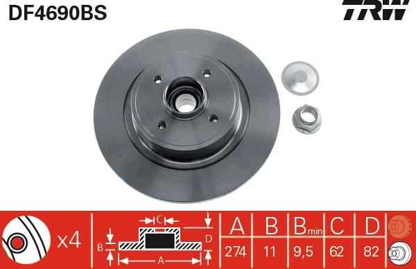 TRW DF4690BS - Disc frana aaoparts.ro