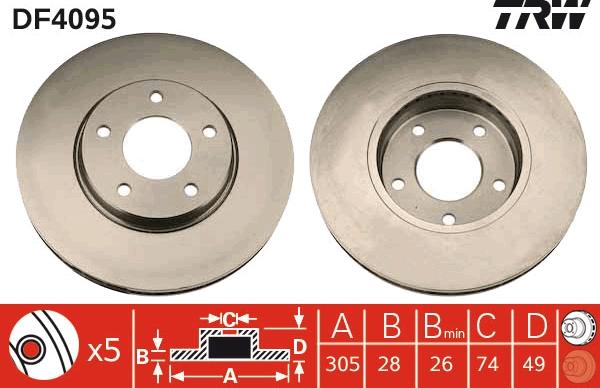 TRW DF4095 - Disc frana aaoparts.ro