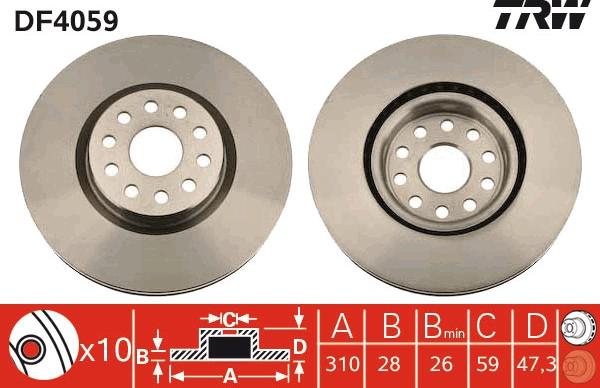 TRW DF4059 - Disc frana aaoparts.ro