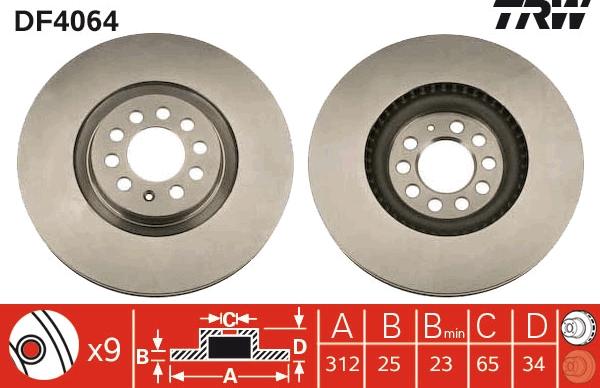 TRW DF4064 - Disc frana aaoparts.ro