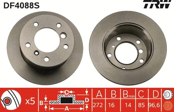 TRW DF4088S - Disc frana aaoparts.ro