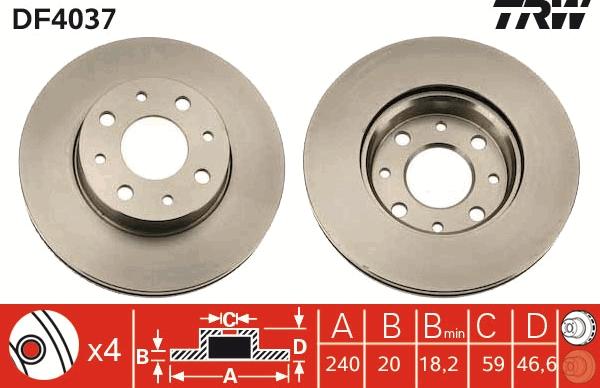 TRW DF4037 - Disc frana aaoparts.ro