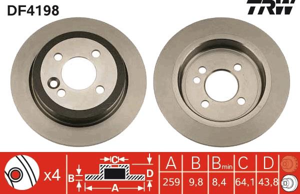 TRW DF4198 - Disc frana aaoparts.ro