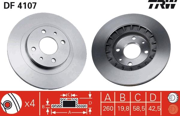 TRW DF4107 - Disc frana aaoparts.ro