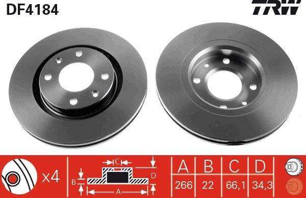 TRW DF4184 - Disc frana aaoparts.ro