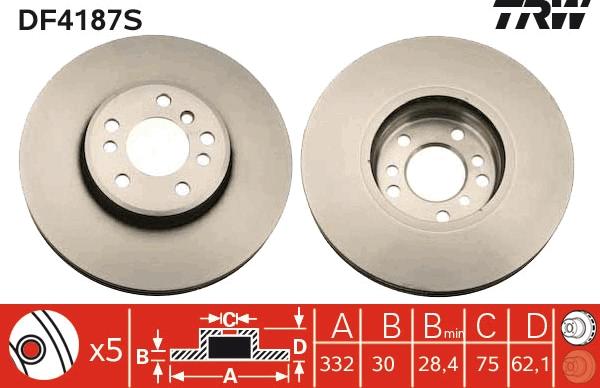 TRW DF4187S - Disc frana aaoparts.ro