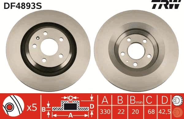 TRW DF4893S - Disc frana aaoparts.ro