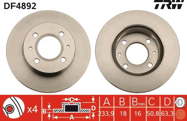 TRW DF4892 - Disc frana aaoparts.ro