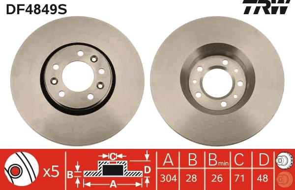 TRW DF4849S - Disc frana aaoparts.ro