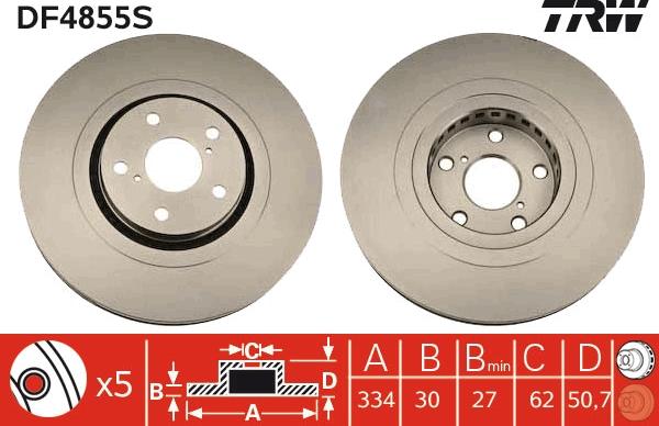 TRW DF4855S - Disc frana aaoparts.ro