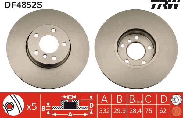 TRW DF4852S - Disc frana aaoparts.ro