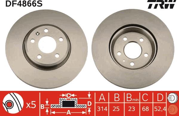 TRW DF4866S - Disc frana aaoparts.ro