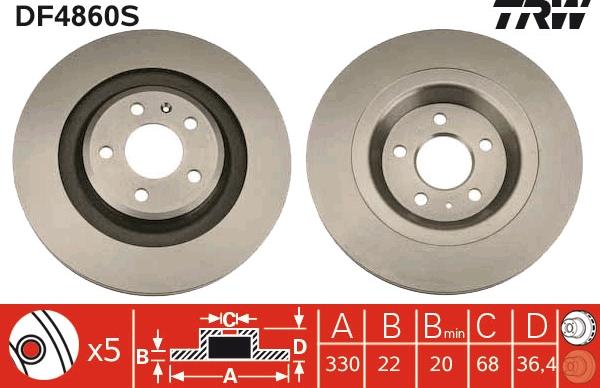 TRW DF4860S - Disc frana aaoparts.ro