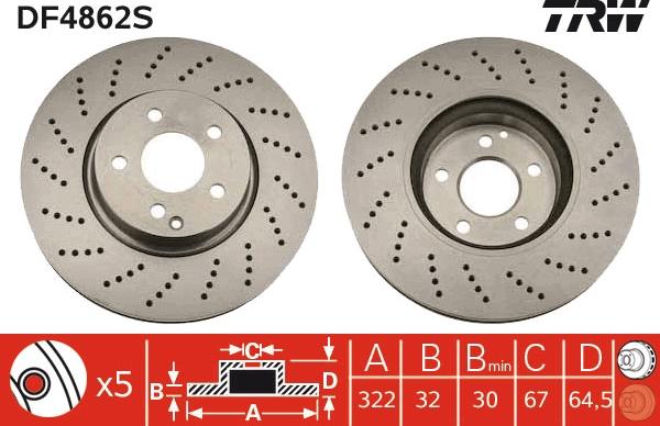 TRW DF4862S - Disc frana aaoparts.ro