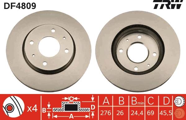 TRW DF4809 - Disc frana aaoparts.ro