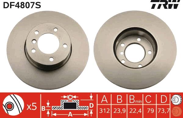 TRW DF4807S - Disc frana aaoparts.ro