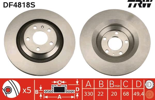 TRW DF4818S - Disc frana aaoparts.ro