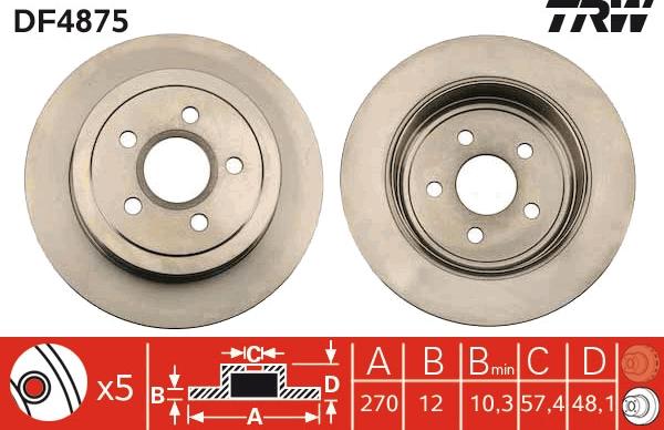 TRW DF4875 - Disc frana aaoparts.ro