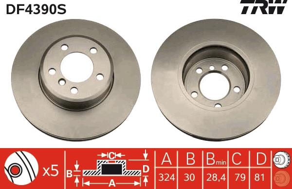 TRW DF4390S - Disc frana aaoparts.ro