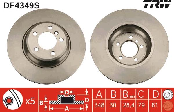 TRW DF4349S - Disc frana aaoparts.ro