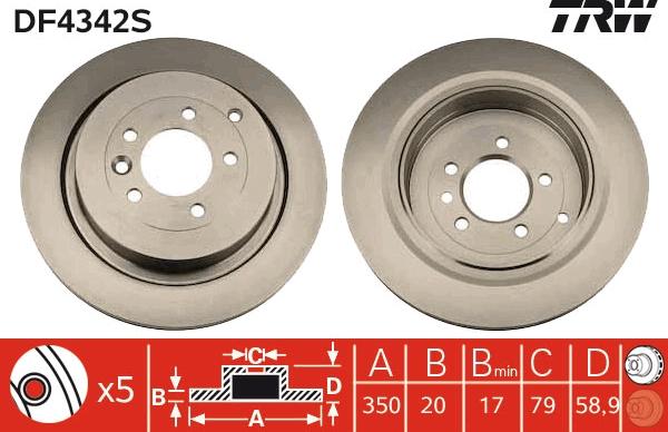 TRW DF4342S - Disc frana aaoparts.ro