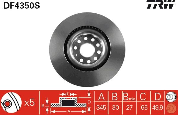 TRW DF4350S - Disc frana aaoparts.ro