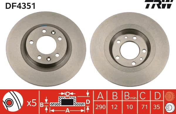 TRW DF4351 - Disc frana aaoparts.ro