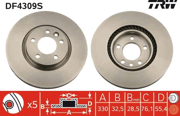 TRW DF4309S - Disc frana aaoparts.ro