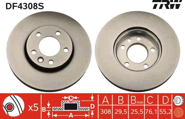 TRW DF4308S - Disc frana aaoparts.ro