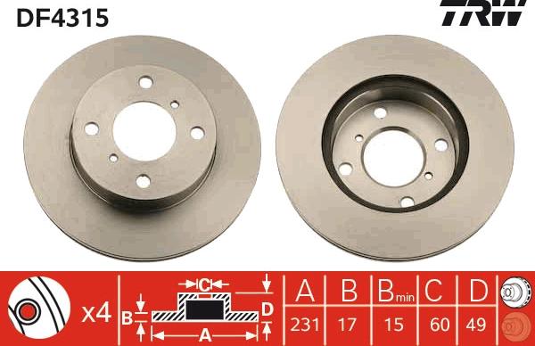 TRW DF4315 - Disc frana aaoparts.ro