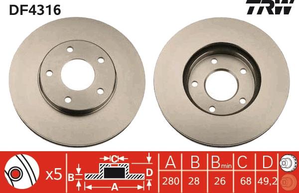 TRW DF4316 - Disc frana aaoparts.ro