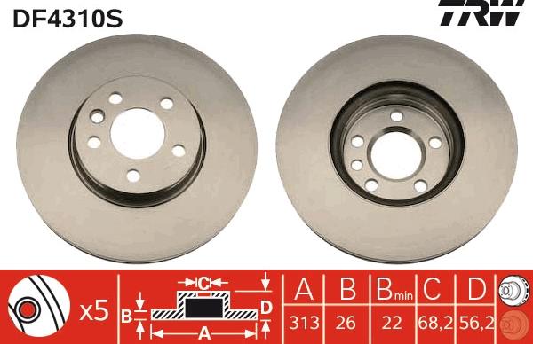 TRW DF4310S - Disc frana aaoparts.ro