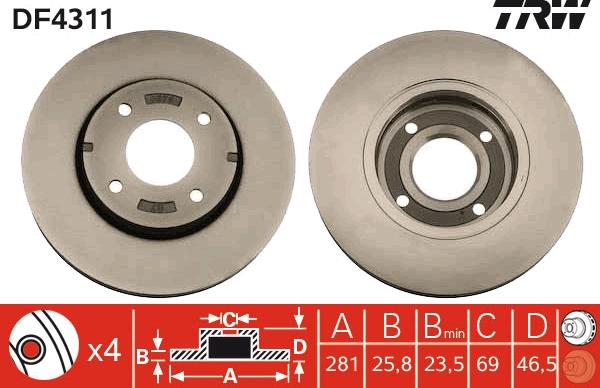 TRW DF4311 - Disc frana aaoparts.ro