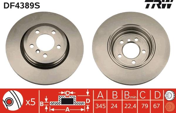 TRW DF4389S - Disc frana aaoparts.ro