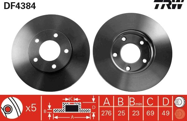 TRW DF4384 - Disc frana aaoparts.ro