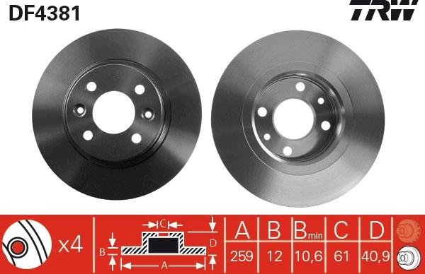 TRW DF4381 - Disc frana aaoparts.ro