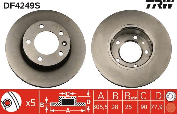 TRW DF4249S - Disc frana aaoparts.ro