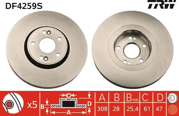 TRW DF4259S - Disc frana aaoparts.ro