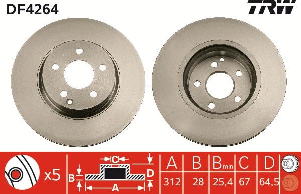 TRW DF4264 - Disc frana aaoparts.ro