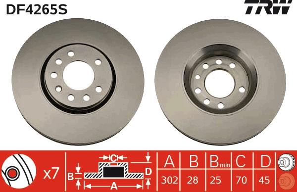 TRW DF4265S - Disc frana aaoparts.ro