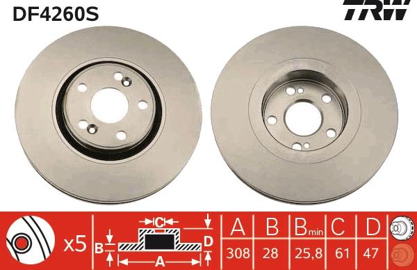 TRW DF4260S - Disc frana aaoparts.ro