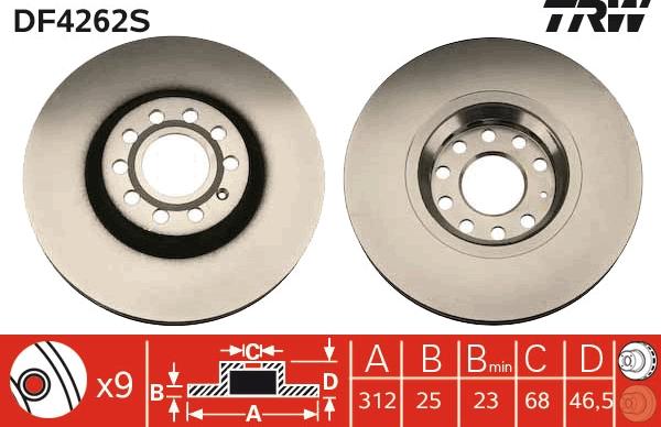 TRW DF4262S - Disc frana aaoparts.ro