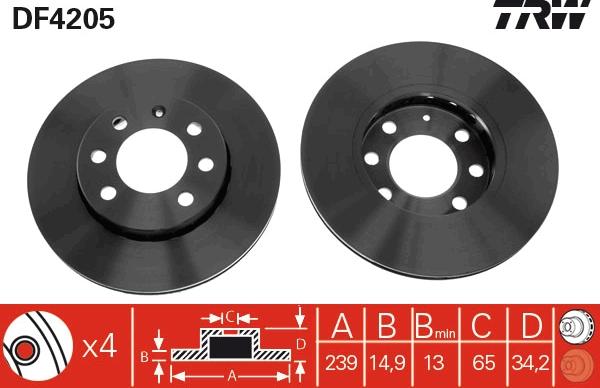 TRW DF4205 - Disc frana aaoparts.ro