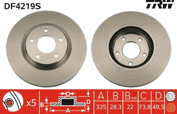 TRW DF4219S - Disc frana aaoparts.ro