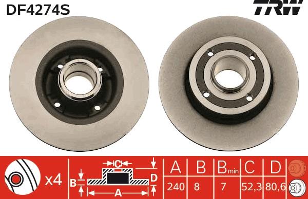 TRW DF4274S - Disc frana aaoparts.ro