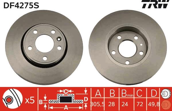 TRW DF4275S - Disc frana aaoparts.ro