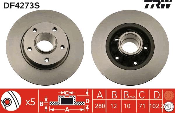 TRW DF4273S - Disc frana aaoparts.ro