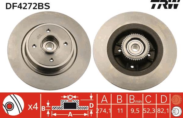 TRW DF4272BS - Disc frana aaoparts.ro