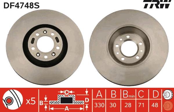 TRW DF4748S - Disc frana aaoparts.ro